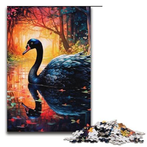 Puzzle für Erwachsene, 1000 Teile, Psychedelic Art Swan, Puzzle für Erwachsene, Papppuzzle, anspruchsvolles Spiel, 14,96 x 10,24 Zoll von WGLINGX