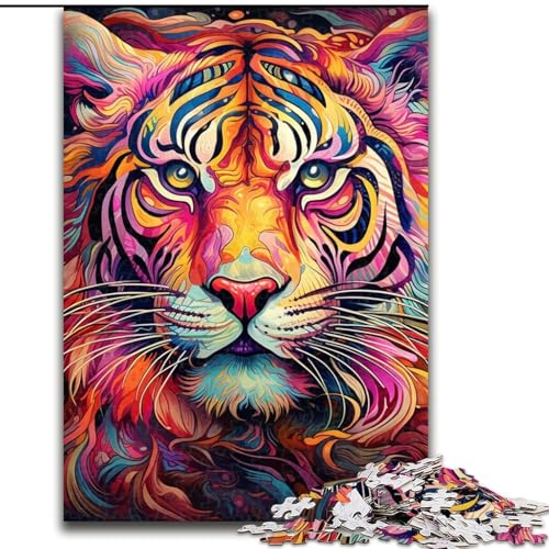 Puzzle für Erwachsene, 1000 Teile, Psychedelic Art Tiger, 1000 Teile, anspruchsvolles Denkspiel für Teenager und Familien (Größe 26x38cm) von WGLINGX