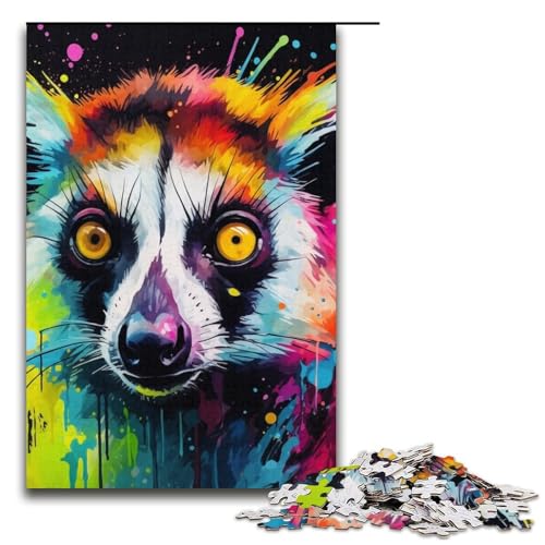 Puzzle für Erwachsene, 1000 Teile, Psychedelic Lemur, Puzzle für Erwachsene, Papppuzzle, anspruchsvolles Spiel, 14,96 x 10,24 Zoll von WGLINGX