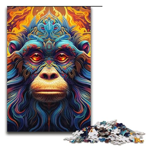Puzzle für Erwachsene, 1000 Teile, Psychedelic Monkey, Puzzle für Erwachsene, Papppuzzle, anspruchsvolles Spiel, 14,96 x 10,24 Zoll von WGLINGX