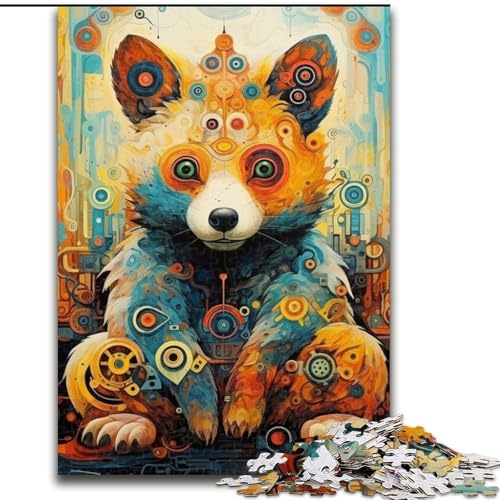 Puzzle für Erwachsene, 1000 Teile, Psychedelischer Bär, Papppuzzle, anspruchsvolles Denkspiel für Teenager, Familienspaß, DIY-Geschenk zur Heimdekoration (Größe 26x38cm) von WGLINGX
