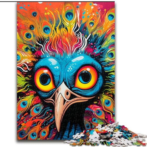 Puzzle für Erwachsene, 1000 Teile, Psychedelischer Pfau, 1000-teiliges Puzzle, interaktives Familienspiel, Denksportaufgabe als Geschenk, Lernspielzeug (Größe 26x38cm) von WGLINGX