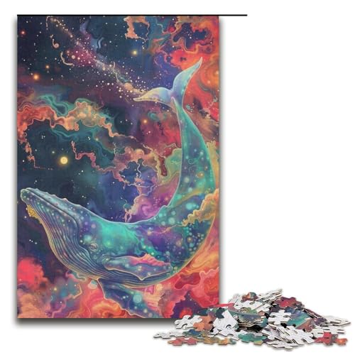 Puzzle für Erwachsene, 1000 Teile, Psychedelischer Wal im Weltraum, Puzzle-Geschenk, Kartonpuzzle, tolles Geschenk für Erwachsene (Größe 38 x 26 cm) von WGLINGX