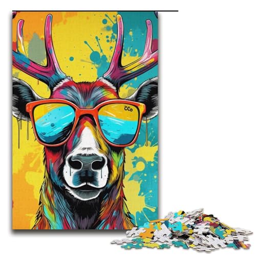 Puzzle für Erwachsene, 1000 Teile, Psychedelisches Rentier-Puzzle, Geeignet für Paare, Geeignet für Jugendliche ab 14 Jahren, 14,96 x 10,24 Zoll von WGLINGX
