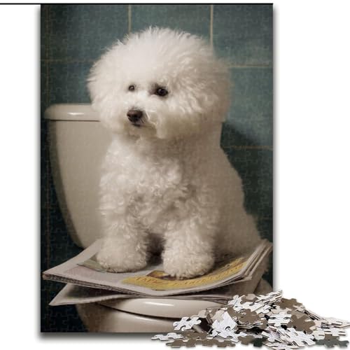 Puzzle für Erwachsene, 1000 Teile, Pudel auf der Toilette, 1000 Teile, Puzzle für Erwachsene, Lernspiel, Herausforderungsspielzeug (Größe 50x75cm) von WGLINGX