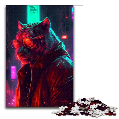 Puzzle für Erwachsene, 1000 Teile, Punk-Tiger, Heimdekoration, Puzzle, Spielzeug, (Größe 50 x 75 cm) von WGLINGX