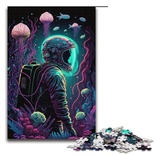 Puzzle für Erwachsene, 1000 Teile, Quallen-Astronauten-Puzzle, Papppuzzle für Erwachsene, Erwachsene (Größe 38 x 26 cm) von WGLINGX