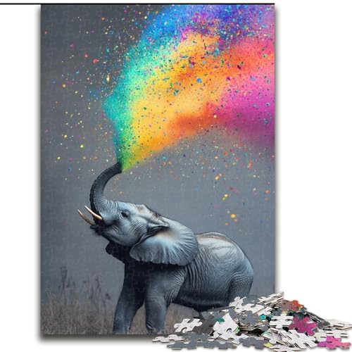 Puzzle für Erwachsene, 1000 Teile, Regenbogen-Rauchelefant, anspruchsvolle Puzzles, Spaß für die ganze Familie, Basteln, perfekt für Geburtstage, Feiertage (Größe 26x38cm) von WGLINGX