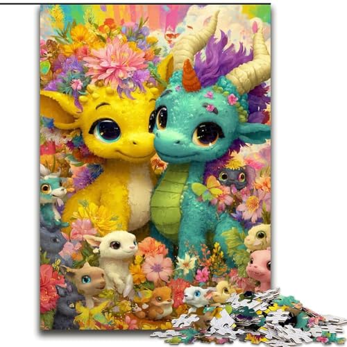 Puzzle für Erwachsene, 1000 Teile, Regenbogendrachenbaby, 1000 Teile, Puzzle für Erwachsene, Lernspiel, Herausforderungsspielzeug (Größe 50x75cm) von WGLINGX