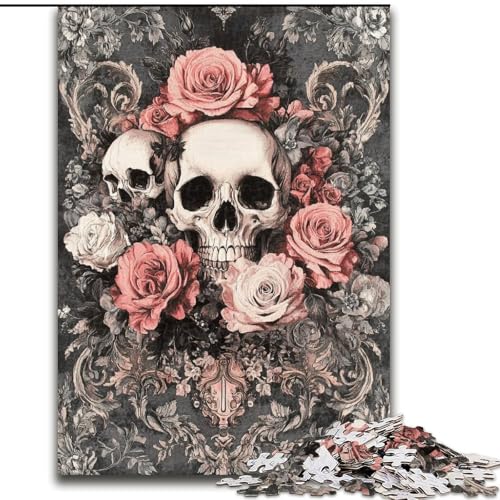 Puzzle für Erwachsene, 1000 Teile, Retro-Totenkopf, 1000 Teile, Puzzle für Erwachsene, Lernspiel, Herausforderungsspielzeug (Größe 26x38cm) von WGLINGX
