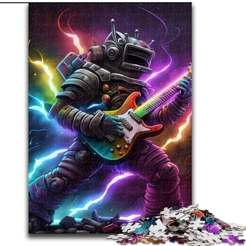 Puzzle für Erwachsene, 1000 Teile, Roboter spielt Gitarre, Holzpuzzle, anspruchsvolle DIY-Kunst für Enthusiasten, Entspannung (Größe 38x26cm) von WGLINGX