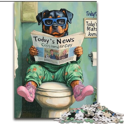 Puzzle für Erwachsene, 1000 Teile, Rottweiler Go Toilet, Puzzles für Erwachsene, Familieninteraktion und Gehirnherausforderung, Familienaktivitätsherausforderung (Größe 50x75cm) von WGLINGX