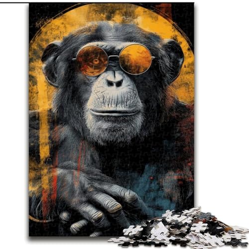 Puzzle für Erwachsene, 1000 Teile, Schimpansen-Puzzle aus Holz für Erwachsene, interaktives Familienspiel, Gehirn-Herausforderungsgeschenk (Größe 50x75cm) von WGLINGX