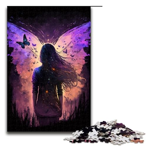 Puzzle für Erwachsene, 1000 Teile, Schmetterlingsfee, Familienaktivitätspuzzle, Staycation, Zeitvertreib für Teenager ab 14 Jahren, 50 x 75 cm von WGLINGX