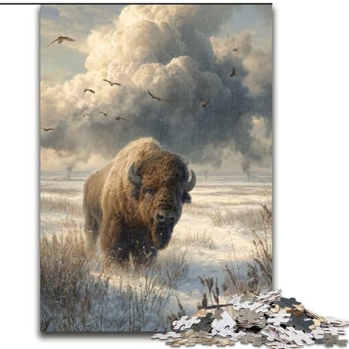 Puzzle für Erwachsene, 1000 Teile, Schneebison, anspruchsvolle Puzzles, Spaß für die ganze Familie, Basteln, perfekt für Geburtstage, Feiertage (Größe 26x38cm) von WGLINGX