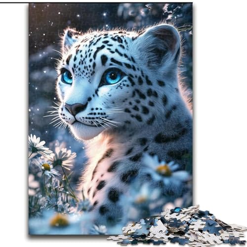 Puzzle für Erwachsene, 1000 Teile, Schneeleoparden-Puzzle, 1000 Teile für Erwachsene, geeignet für Geburtstage, Halloween, Thanksgiving, Ostern (Größe 26x38cm) von WGLINGX