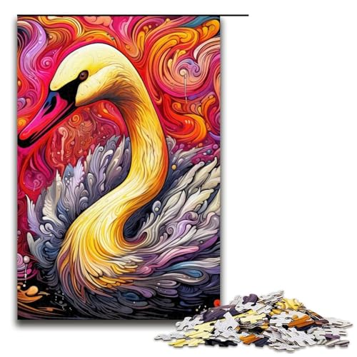 Puzzle für Erwachsene, 1000 Teile, Schwan, schwieriges Puzzle, gutes Geschenk für die ganze Familie, 50 x 75 cm von WGLINGX