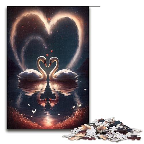 Puzzle für Erwachsene, 1000 Teile, Schwanen-Puzzle aus Metall, tolles Geschenk für Teenager ab 14 Jahren (Größe 50 x 75 cm) von WGLINGX