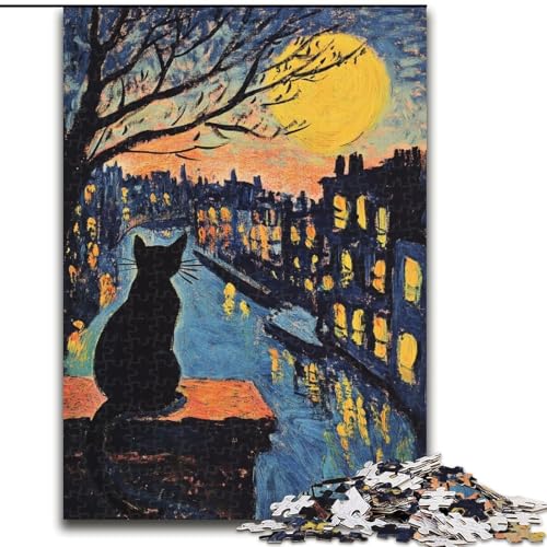 Puzzle für Erwachsene, 1000 Teile, Schwarze Katze, 1000 Teile, Puzzle für Erwachsene, Lernspiel, Herausforderungsspielzeug (Größe 50x75cm) von WGLINGX