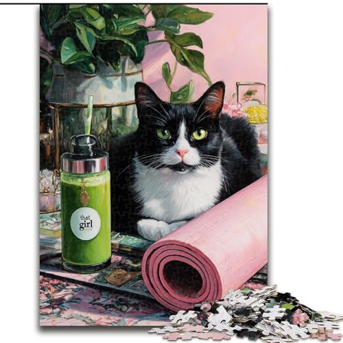 Puzzle für Erwachsene, 1000 Teile, Schwarze Katze, aus Pappe, Puzzle für Erwachsene, interaktives Familienspiel, Gehirn-Herausforderungsgeschenk (Größe 26x38cm) von WGLINGX