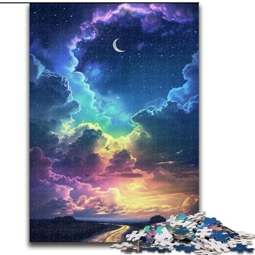 Puzzle für Erwachsene, 1000 Teile, Schwarzer Himmel mit Regenbogenwolken, Holzpuzzle für Erwachsene, DIY-Heimdekoration, Denkspiel für Teenager (Größe 50x75cm) von WGLINGX