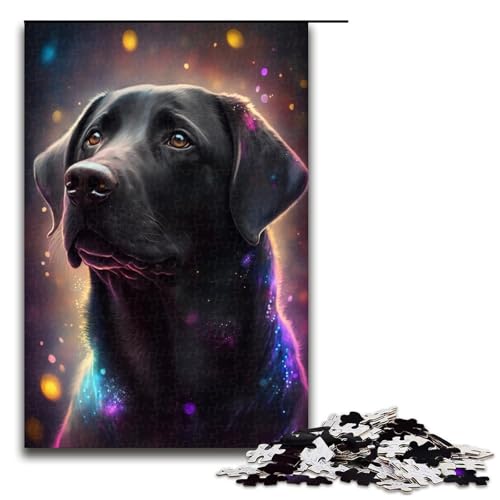 Puzzle für Erwachsene, 1000 Teile, Schwarzer Labrador, anspruchsvolles Spiel, 50 x 75 cm von WGLINGX