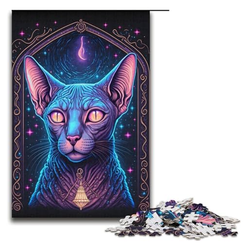 Puzzle für Erwachsene, 1000 Teile, Schwarzlicht-Katzen-Puzzle – anspruchsvolles Spiel, 38 x 26 cm von WGLINGX