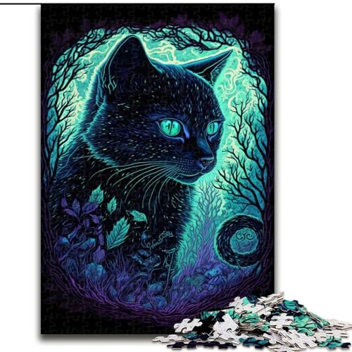 Puzzle für Erwachsene, 1000 Teile, Schwarzlichtkatze, unmögliches Puzzle für Erwachsene, entwickelt Hand-Auge-Koordinationsfähigkeiten, (Größe 26x38cm) von WGLINGX