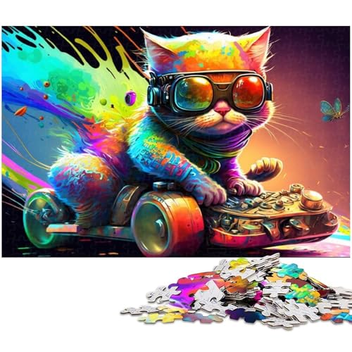 Puzzle für Erwachsene, 1000 Teile, Skateboard-Katze, schwieriges Puzzle, Geburtstagsgeschenk, Geschenke, Wandkunst, geeignet für und Jugendliche ab 14 Jahren (Größe 38 x 26 cm) von WGLINGX