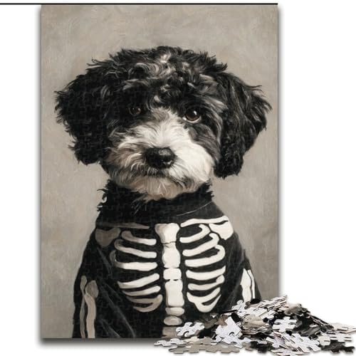 Puzzle für Erwachsene, 1000 Teile, Skelett-Hunde-Puzzle, 1000 Teile für Erwachsene, geeignet für Geburtstage, Halloween, Thanksgiving, Ostern (Größe 50x75cm) von WGLINGX