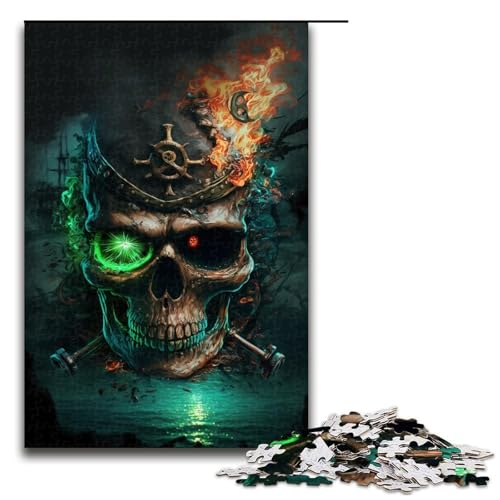 Puzzle für Erwachsene, 1000 Teile, Skelett-Piratenkapitän, Heimdekoration, Puzzle, Spielzeug, (Größe 50 x 75 cm) von WGLINGX
