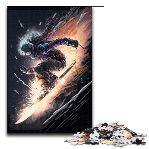 Puzzle für Erwachsene, 1000 Teile, Skifahren in den Bergen, anspruchsvolles Spiel, Puzzle, Heimkunstdekor für Teenager ab 14 Jahren (Größe 50 x 75 cm) von WGLINGX