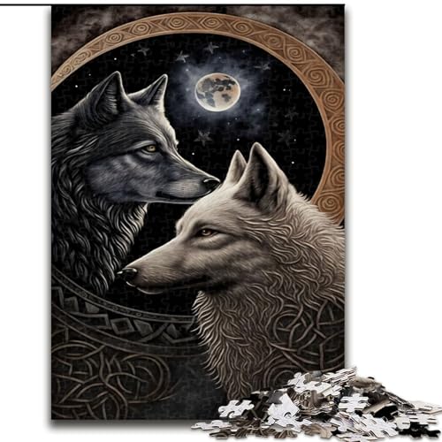 Puzzle für Erwachsene, 1000 Teile, Skoll und Hati, nordischer Wolf, Holzpuzzle, Geburtstage, Weihnachten, Halloween, Thanksgiving, Ostern, Größe 50x75cm Puzzle für Erwachsene, 1000 Teile, Skoll und Hati, nordischer Wolf, Holzpuzzle, Geburtstage, Weihnachten, Halloween, Thanksgiving, Ostern, Größe 50x75cm von WGLINGX