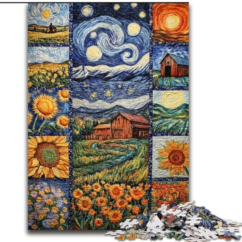 Puzzle für Erwachsene, 1000 Teile, Sonnenblumen-Collage, 1000 Teile, Puzzle für Erwachsene, Lernspiel, Herausforderungsspielzeug (Größe 50x75cm) von WGLINGX