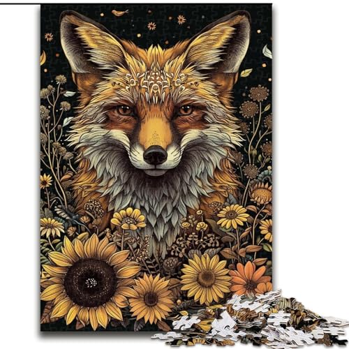 Puzzle für Erwachsene, 1000 Teile, Sonnenblumenfuchs, Unmögliches Puzzle für Erwachsene, Heimdekorationsgeschenk, Denkspiel (Größe 26x38cm) von WGLINGX