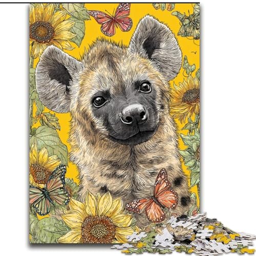 Puzzle für Erwachsene, 1000 Teile, Sonnenblumenhyäne, 1000 Teile, Puzzle für Erwachsene, Lernspiel, Herausforderungsspielzeug (Größe 26x38cm) von WGLINGX