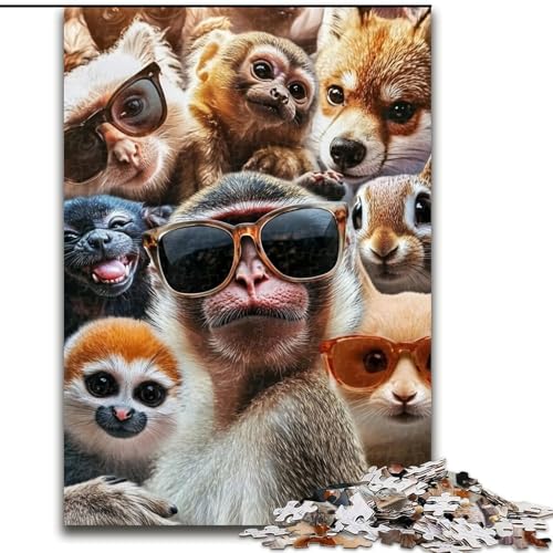 Puzzle für Erwachsene, 1000 Teile, Sonnenbrillen-AFFE, anspruchsvolle Puzzles, Spaß für die ganze Familie, Basteln, perfekt für Geburtstage, Feiertage (Größe 26x38cm) von WGLINGX
