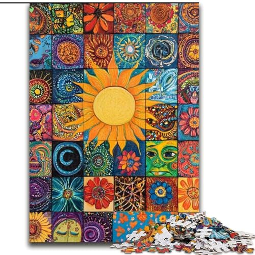 Puzzle für Erwachsene, 1000 Teile, Sonnenlächelnde Collage, 1000 Teile, Puzzle für Erwachsene, Lernspiel, Herausforderungsspielzeug (Größe 26x38cm) von WGLINGX