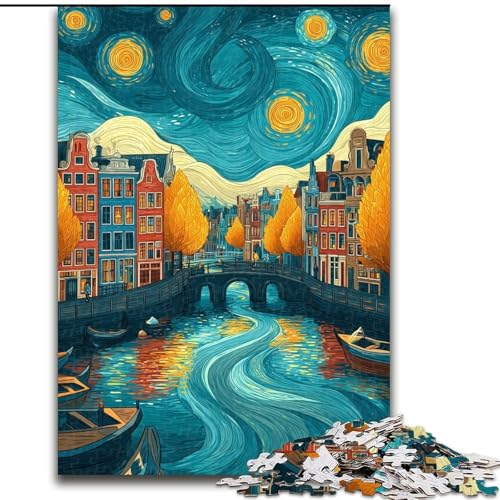 Puzzle für Erwachsene, 1000 Teile, Stadt unter dem Nachthimmel, Puzzle 1000 Teile für Erwachsene, Wanddekoration für Zuhause und Familienspiel als Geschenk (Größe 26x38cm) von WGLINGX