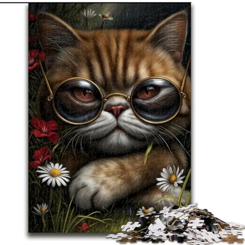 Puzzle für Erwachsene, 1000 Teile, Steampunk-Katze, Holzpuzzle, ideales DIY-Dekor und Denksportgeschenk (Größe 50x75cm) von WGLINGX