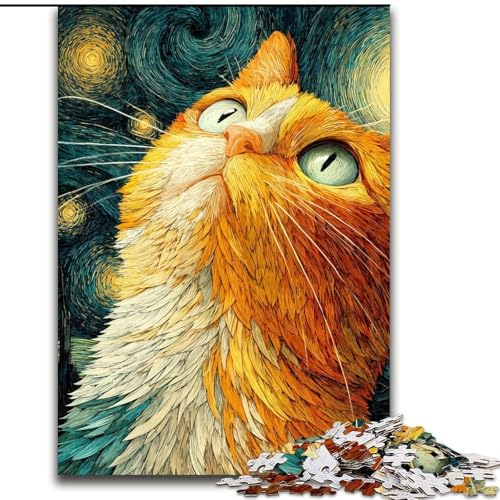 Puzzle für Erwachsene, 1000 Teile, Sternenhimmel-Katzen-Puzzle, 1000 Teile, Heimdekorationsgeschenk, Denkspiel (Größe 26x38cm) von WGLINGX