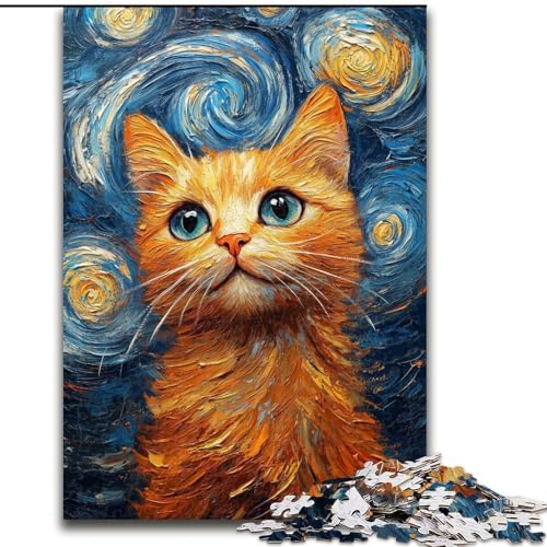 Puzzle für Erwachsene, 1000 Teile, Sternenhimmel-Katzen-Puzzle, 1000 Teile, Heimdekorationsgeschenk, Denkspiel (Größe 26x38cm) von WGLINGX