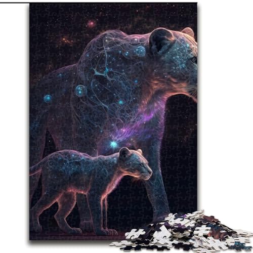 Puzzle für Erwachsene, 1000 Teile, Sternennacht-Löwin, Puzzle 1000 Teile für Erwachsene, Weihnachten, Halloween, Muttertag, Neujahr, Ostern, Geschenk, Größe 26x38cm von WGLINGX