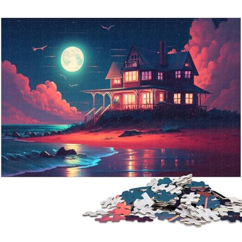 Puzzle für Erwachsene, 1000 Teile, Strand-Cabanas-Puzzle-Quizspiel, ganze Familie, Größe 50 x 75 cm von WGLINGX