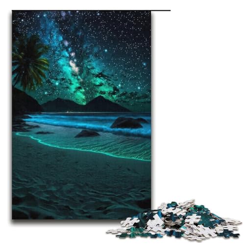 Puzzle für Erwachsene, 1000 Teile, Strandnachtszene, Familienaktivitätspuzzle, Staycation, Zeitvertreib für Teenager ab 14 Jahren, 38 x 26 cm von WGLINGX