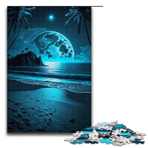 Puzzle für Erwachsene, 1000 Teile, Strandnachtszene, schwieriges Puzzle, 50 x 75 cm von WGLINGX