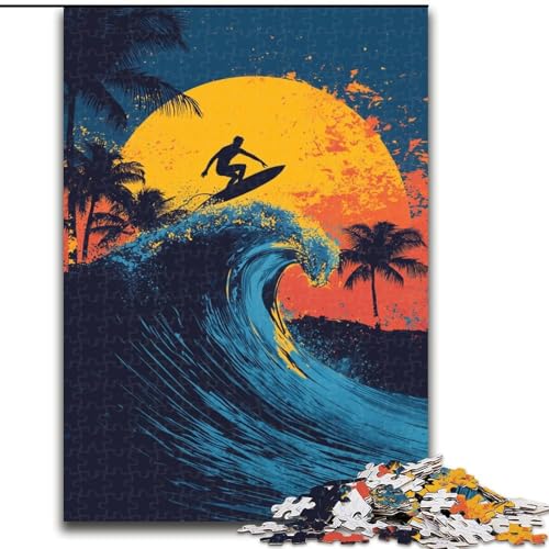 Puzzle für Erwachsene, 1000 Teile, Surfen, anspruchsvolle Puzzles, Spaß für die ganze Familie, Basteln, perfekt für Geburtstage, Feiertage (Größe 50x75cm) von WGLINGX