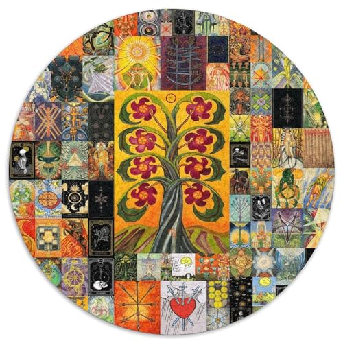Puzzle für Erwachsene, 1000 Teile, Tarot-Kunst, rundes Puzzle, interaktives Familienspiel, Denksportaufgabe, Geschenk, Lernspielzeug (67,5 x 67,5 cm) von WGLINGX