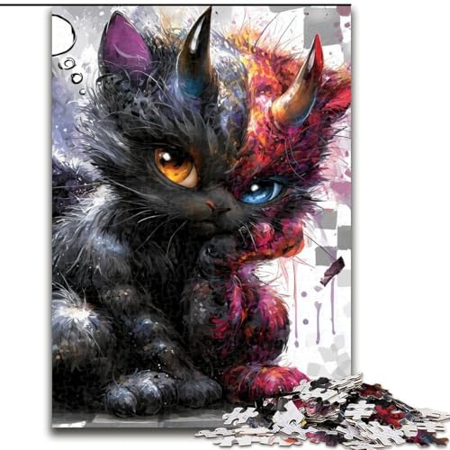 Puzzle für Erwachsene, 1000 Teile, Teufelskätzchen, 1000 Teile, Puzzle für Erwachsene, Lernspiel, Herausforderungsspielzeug (Größe 50x75cm) von WGLINGX