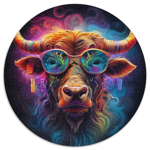 Puzzle für Erwachsene, 1000 Teile, Tier-Büffel, anspruchsvolle Puzzles, perfekt für Familienspaß an Weihnachten, Thanksgiving, Geburtstagen und Ostern (67,5 x 67,5 cm) von WGLINGX